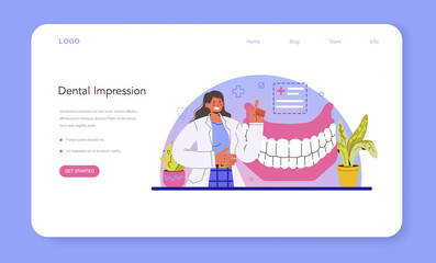 Wall Mural - Dentist web banner or landing page. Dental doctor in uniform