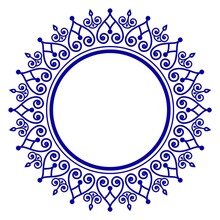 Blue Floral Vector Round Frame