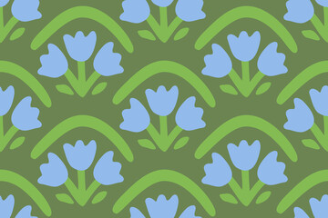 Blooming meadow. Seamless vector pattern