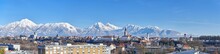 Winter Panorama Of Kranj, Slovenia, Europe.
Kranj In Slovenia With St. Cantianus Church In The Foreground And The Kamnik Alps Behind.