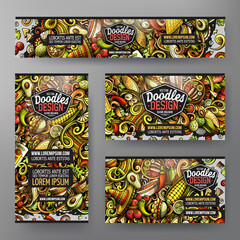 Wall Mural - Cartoon vector doodle set of mexican food corporate identity templates.