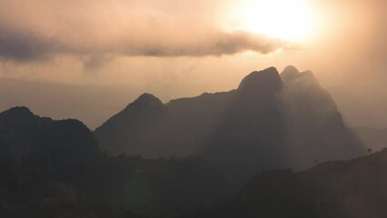 Wall Mural - time lapse video 4k motion.travel viewpoint and the morning fog. doi luang chiang dao mountain sunse