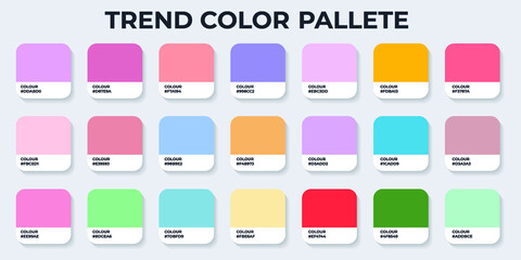 Color Pantone. Trend Colour Guide Palette Catalog Samples in RGB HEX. Neomorphism Vector. color palette for fashion designers, business, and paints colors company