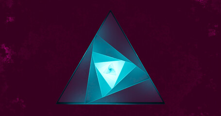 3d rendering. Geometric background. Triangular cutouts in the wall from arrays extending into the distance.