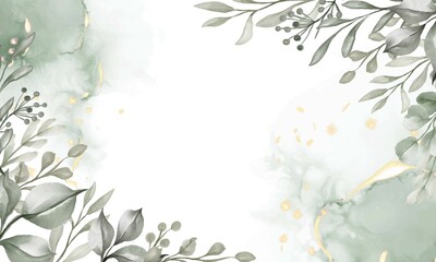Poster - background with white space greenery leaves
