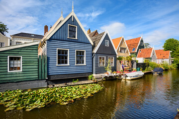 Poster - Waterside houses in De Rijp village, Netherlands