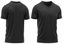 T-shirt / Soccer Jersey V-neck  Side View With Rib Neck And Cuff Black 