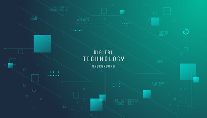 Wall Mural - technology connection digital data abstract background. simple futuristic modern green background.