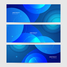 Set Of Overlap Memphis Geometric Blue Abstract Banner Design Background