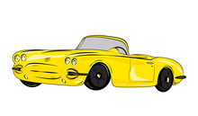 Yellow Retro Auto Chevrolet Corvette