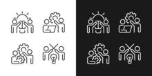 Successful Teamwork Pixel Perfect Linear Icons Set For Dark, Light Mode. New Ideas. Coordination And Collaboration. Thin Line Symbols For Night, Day Theme. Isolated Illustrations. Editable Stroke