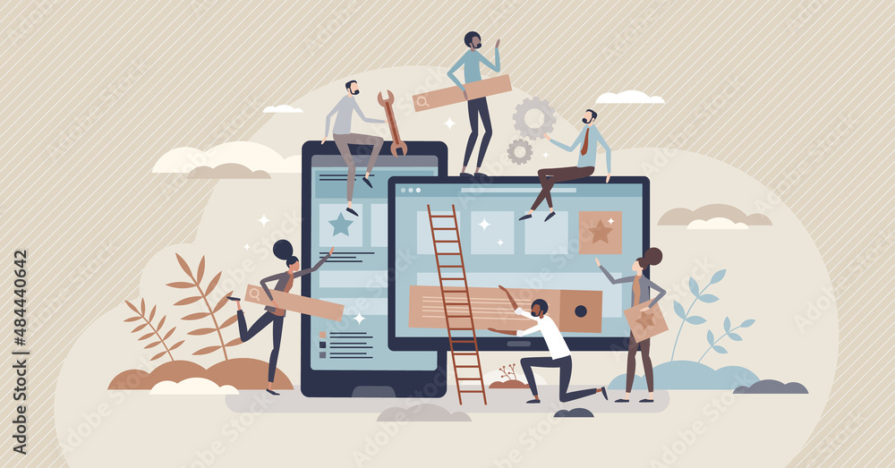 Mobile app development and application design coding tiny person ...