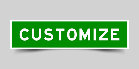 Canvas Print - Square label sticker with word customize in green color on gray background