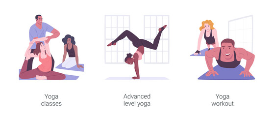 Sticker - Yoga activities isolated cartoon vector illustrations set.