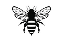 Honey Bee Icon, Honey Bee Silhouette On White Background