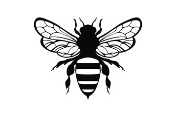honey bee icon, honey bee silhouette on white background