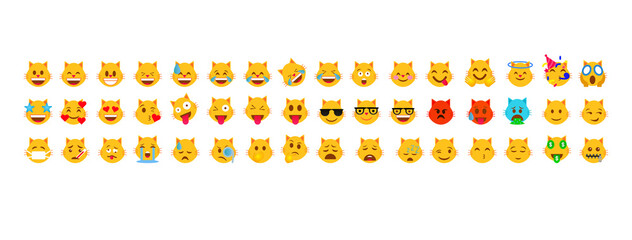 Cats heads emoticons vector.cats faces emojis.