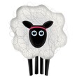 Schaf mit rosa Haarband, aufrecht stehend, Charakter Design, mit großen Augen, Glubschi, schwarz, weiß, Comic, Cartoon, Kawaii