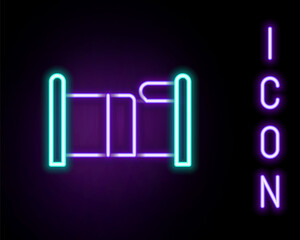 Poster - glowing neon line bed icon isolated on black background. colorful outline concept. vector