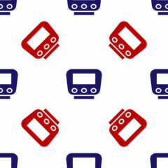 Sticker - Blue and red Bicycle speedometer icon isolated seamless pattern on white background. Vector