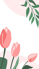 Wall Mural - Flower story template vector background. Spring floral pattern with