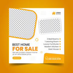 Wall Mural - Real Estate House property Social Media Post Squire Banner Flyer Vector Template Design