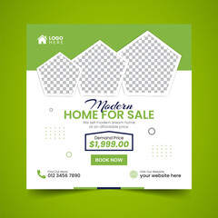 Wall Mural - Real Estate House property Social Media Post Squire Banner Flyer Vector Template Design