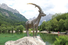 Mountain Goat Statue Lake Jasna, Kranjska Gora, Slovenia