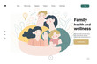 Family health and wellness - medical insurance web template - modern flat vector concept digital illustration of a happy family of parents and children, family medical insurance plan