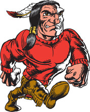 Native American Mascot Strut Vector Illustration
