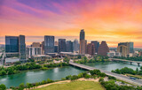 Fototapeta Sawanna - Austin, Texas, USA Drone Skyline Aerial Panorama