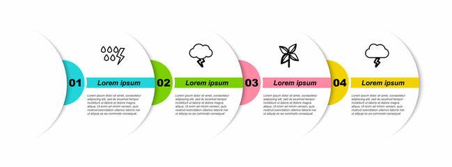 Poster - Set line Storm, , Pinwheel and . Business infographic template. Vector