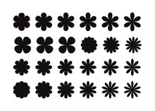 Set Of Various Flower Shape Silhouette Icons.