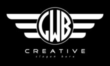 LWB Three Letter Monogram Type Circle Letter Logo With Wings Vector Template.