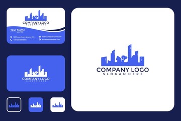 City with animal logo design and business card