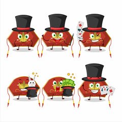 Sticker - A red chinese woman hat Magician cartoon character perform on a stage