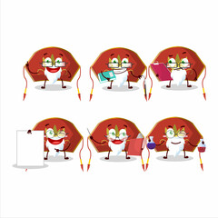 Sticker - Professor red chinese woman hat academic cartoon character working on laboratory