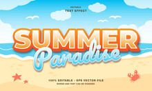 Summer Paradise Vector Text Effect. EPS10 Editable Text Effect Design Summer Theme