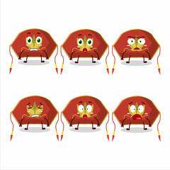 Sticker - Character cartoon of red chinese woman hat with scared expression