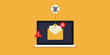 © Sammby - Flat design illustration - email phishing attack, hacking, cyber crime, stealing data, security breach  concept. Web banner template.