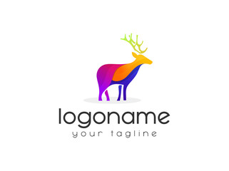 Poster - deer logo design template