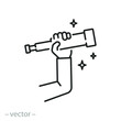 © Yurii - telescope in hand icon, future look, vision spyglass opportunity, visionary explore, search aim, thin line symbol on white background - editable stroke vector illustration