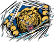 Wildcat Mascot Tearing Shirt Vector Illustration