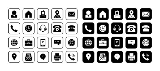 Wall Mural - business card contact icon. contact information icons for business card. contact icon set. flat styl