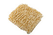 Dry instant noodles. Fast and cheap food. dry briquette. Isolation on white.
