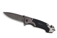 Tactical Knife On White Background, Isolate.