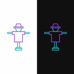 Poster - Line Scarecrow icon isolated on white and black background. Colorful outline concept. Vector