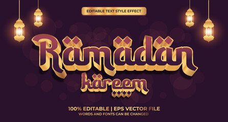 Wall Mural - Ramadan kareem editable text effect. Ramadan Kareem text effect. Shiny gold alphabet style
