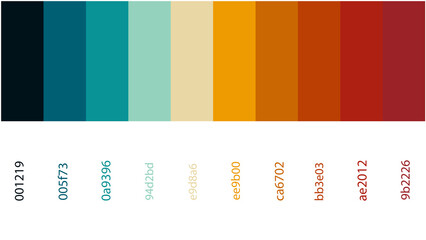 retro colors inspiration, vintage colors inspiration, color palette, with color code