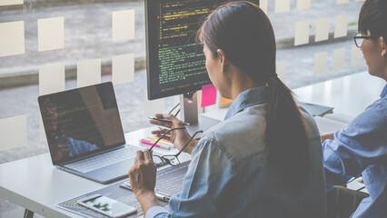 Programmer working in a software development and coding technologies. Website design. Technology concept.